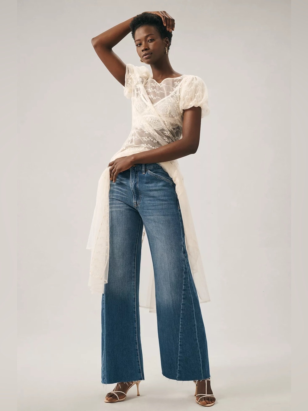 FRAME Le Baggy Palazzo Jeans in Seafarer, Size 26 - Picture 2 of 13